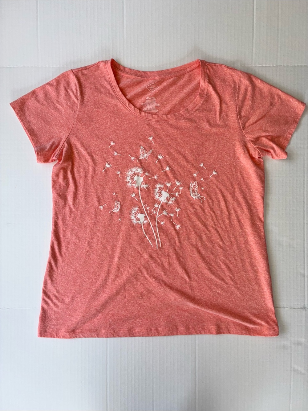 St. John's Bay Women’s Pink Short Sleeve Top Butterfly Print Size Large